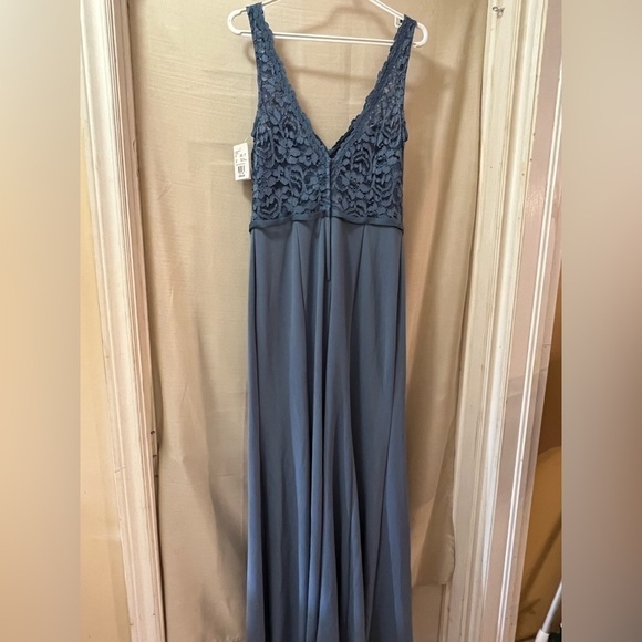David’s bridal formal multi toned blue dress lace accent size 10 - Picture 9 of 12